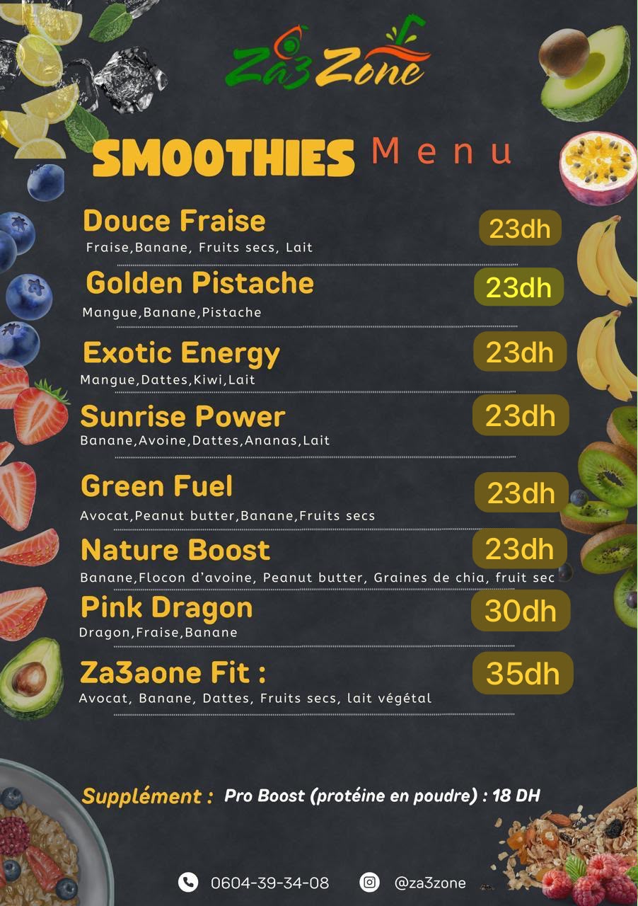 SMOOTHIES MENU