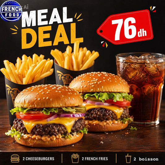 2 chesse burger avec frites et boisson